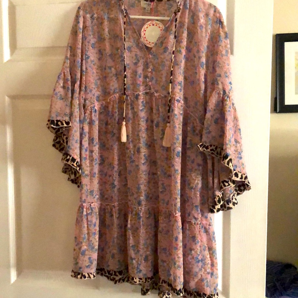 Umgee Tunic Sm/Med Animal Print Trim